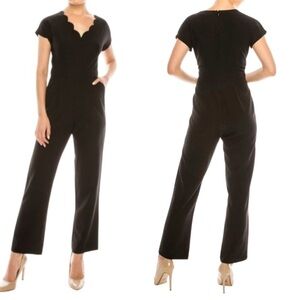 NWOT Maggy London Scalloped V-Neck Black Jumpsuit
- Size 2P